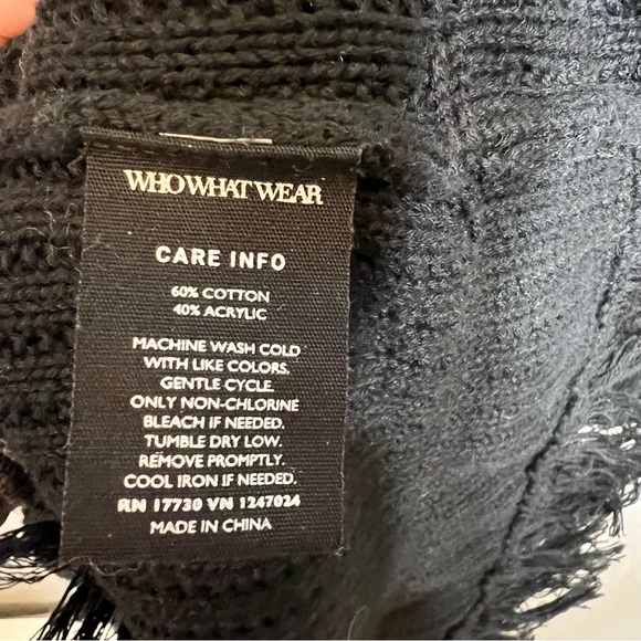 Who What Wear Black Sweater Dress Medium Fringe Long Sleeve Whimsygoth festival - Picture 9 of 9